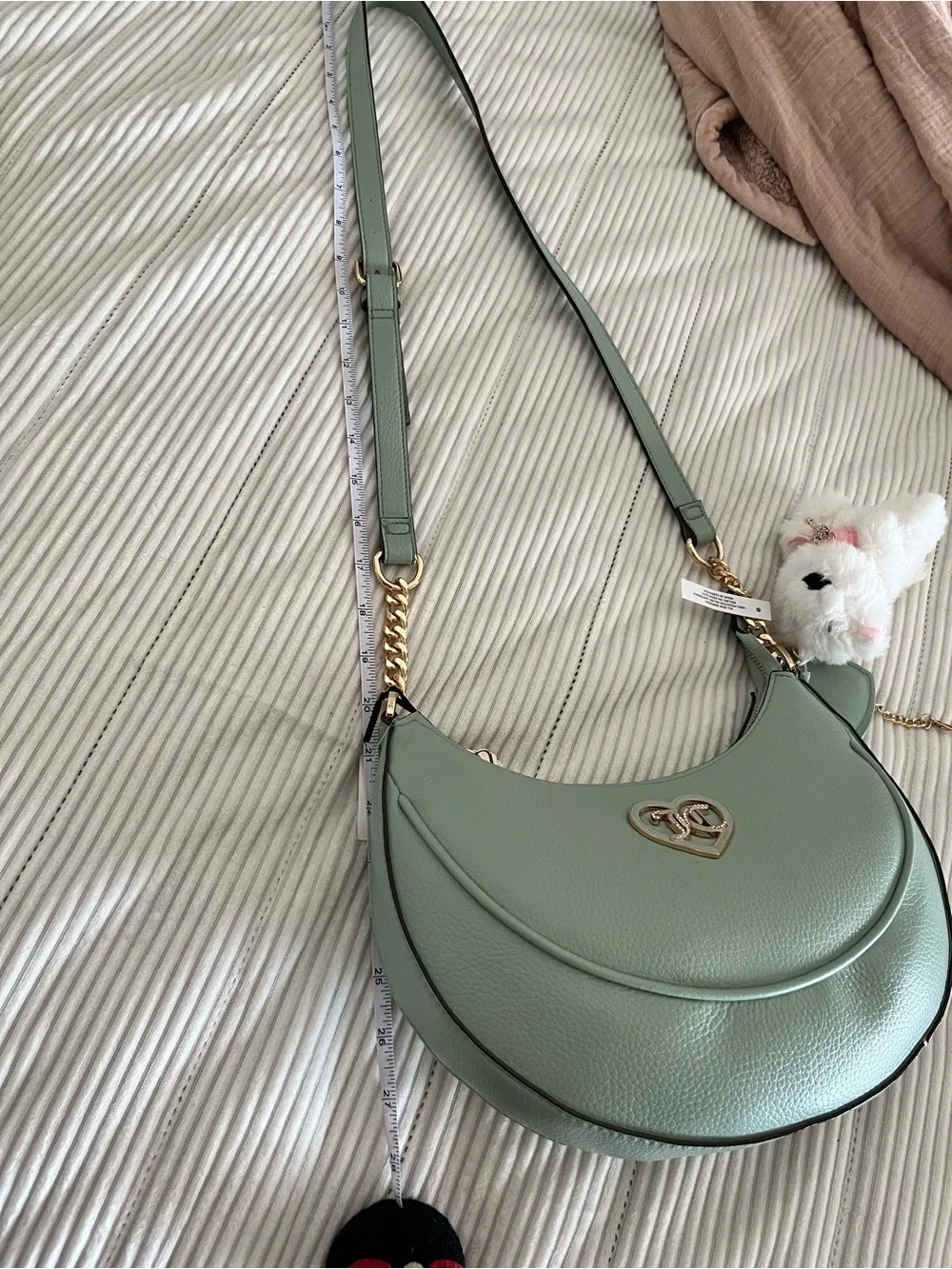 NWT Juicy Couture Mint Green Crescent Crossbody Shoulder Bag Heart Logo Charm